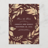 ブルゴーニュと金ゴールド離れの秋日付を保存 案内ポストカード (正面)