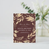 ブルゴーニュと金ゴールド離れの秋日付を保存 案内ポストカード (スタンド正面)