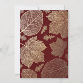 ブルゴーニュと金ゴールド離れ秋ブライダルシャワー 招待状 (裏面)