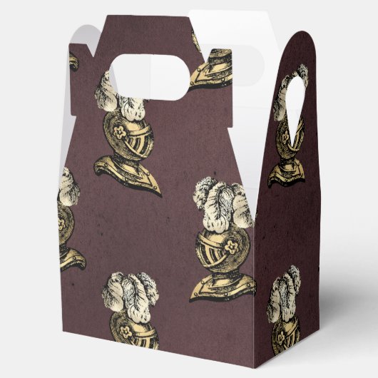 ブルゴーニュと金ゴールド騎士のパターン フェイバーボックス (オープン)