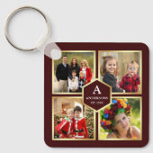 ブルゴーニュと金ゴールド4写真家族写真コラージュ キーホルダー (正面)