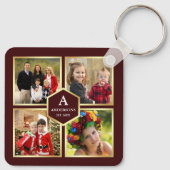 ブルゴーニュと金ゴールド4写真家族写真コラージュ キーホルダー (裏面)