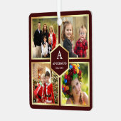 ブルゴーニュと金ゴールド4写真家族写真コラージュ メタルオーナメント (正面左)