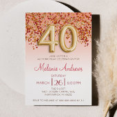 ブルゴーニュと金ゴールド40歳の誕生日パーティの招待状 招待状