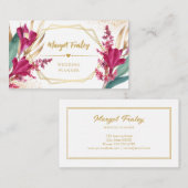 ブルゴーニュと金ゴールド |ウェディングプランナー名刺 エンクロージャーカード (正面/裏面)