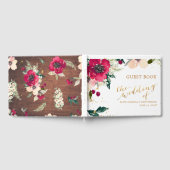 ブルゴーニュと金ゴールド |フローラ素朴結婚秋 ゲストブック (全面)