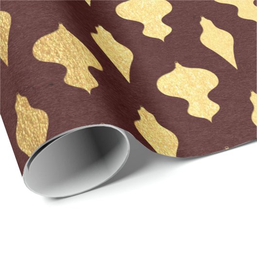 ブルゴーニュと金箔のクリスマス ラッピングペーパー (ロールコーナー)
