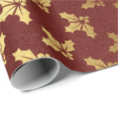 ブルゴーニュと金箔のクリスマス ラッピングペーパー (ロールコーナー)