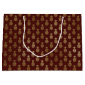 ブルゴーニュと金箔パイナップルパターン ラージペーパーバッグ (正面)