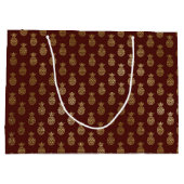 ブルゴーニュと金箔パイナップルパターン ラージペーパーバッグ (裏面)