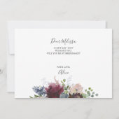 ブルゴーニュと青いフローラが私の花嫁になる 招待状 (裏面)