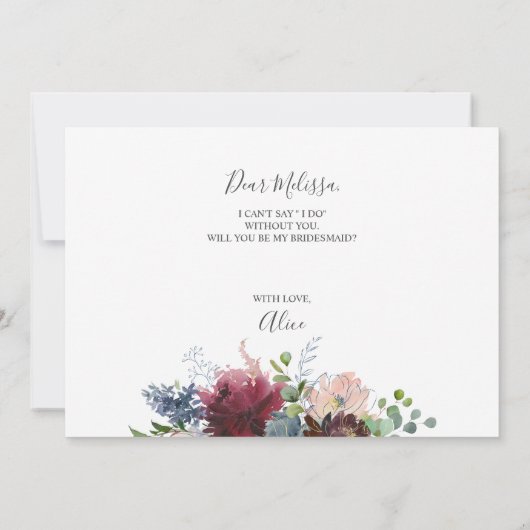 ブルゴーニュと青いフローラが私の花嫁になる 招待状 (裏面)