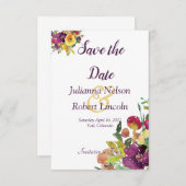 ブルゴーニュと黄色の水の色の救フローラデータ 招待状 (正面/裏面)