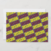 ブルゴーニュと黄色の黒板3写真卒業 招待状 (裏面)