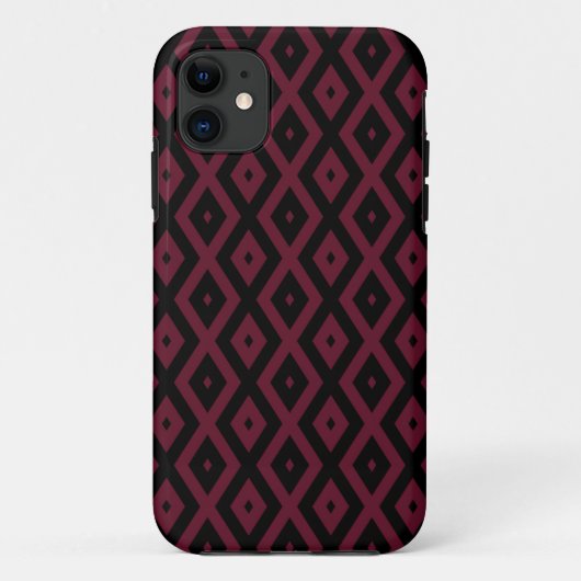 ブルゴーニュと黒のダイヤモンドパターン Case-Mate iPhoneケース (裏面)