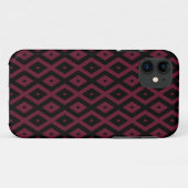 ブルゴーニュと黒のダイヤモンドパターン Case-Mate iPhoneケース (裏面(横))