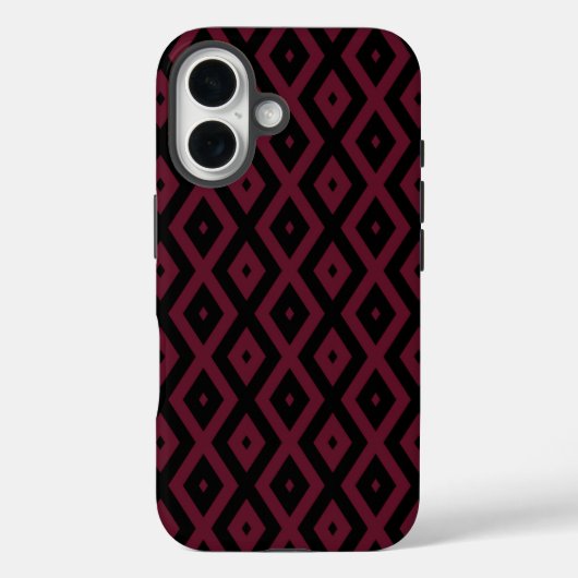 ブルゴーニュと黒のダイヤモンドパターン Case-Mate iPhoneケース (裏面)