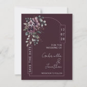 ブルゴーニュとsageのフレーム付きSave the Date（結婚式の招待状） 招待状 (正面)