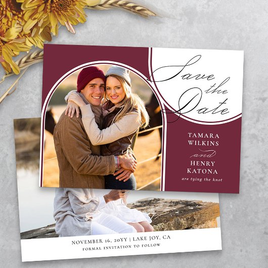 ブルゴーニュのアーチ結婚写真の書 セーブザデート