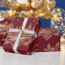 ブルゴーニュのウィンター・トワール柄 クリスマスのヴィンテージシーン ラッピングペーパー