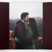 ブルゴーニュのウッドカントリー結婚レース 三つ折り招待状 (内部中)