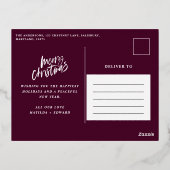 ブルゴーニュのエレガント葉の非写真クリスマス 箔シーズンポストカード (裏面)