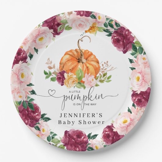 ブルゴーニュのオレンジ秋リトルカボチャ ペーパープレート (正面)