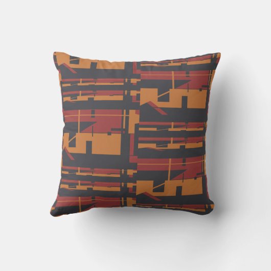 ブルゴーニュのオレンジ色の黒でこぼこの南西アートルック クッション (裏面)