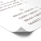 ブルゴーニュのオレンジ色フローラアルファベットの座席表 ポスター (角)