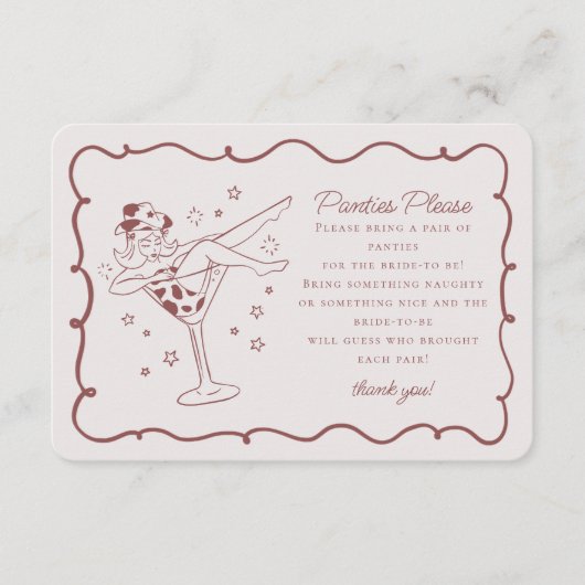 ブルゴーニュのカクテル女性のカーボーイパンティ挿入 エンクロージャーカード (正面)