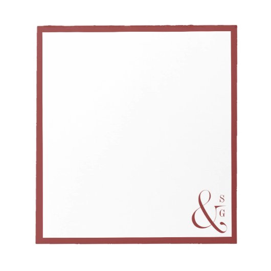 ブルゴーニュのカップルのモノグラム文パーソナライズされた具 ノートパッド (正面)