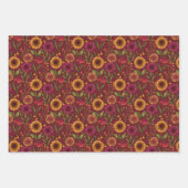 ブルゴーニュのカボチャ、ひまわり、キノコ ラッピングペーパーシート (正面)