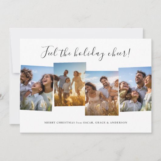 ブルゴーニュのクリスマスの挨拶おもしろい家族の写真 シーズンカード (正面)