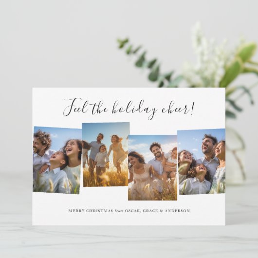 ブルゴーニュのクリスマスの挨拶おもしろい家族の写真 シーズンカード (スタンド正面)