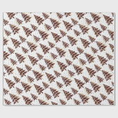 ブルゴーニュのクリスマスツリーと金ゴールドグリッター – パターン ラッピングペーパー (フラット)