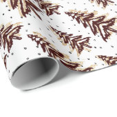 ブルゴーニュのクリスマスツリーと金ゴールドグリッター – パターン ラッピングペーパー (ロールコーナー)