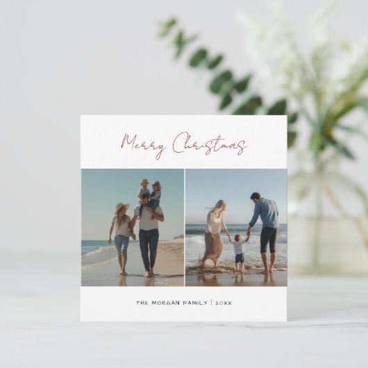 ブルゴーニュのクリスマスビーチ家族の子供たちおもしろいの写真 シーズンカード (スタンド正面)