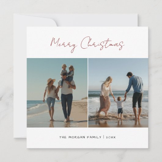 ブルゴーニュのクリスマスビーチ家族の子供たちおもしろいの写真 シーズンカード (正面)