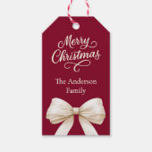 ブルゴーニュのクリーム弓クリスマス ギフトタグ (正面)