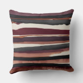 ブルゴーニュのグレーとクリーム抽象芸術ストライプ クッション (裏面)