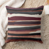 ブルゴーニュのグレーとクリーム抽象芸術ストライプ クッション (ブランケット)