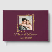 ブルゴーニュのゴールドフォイル結婚フレーム ゲストブック (正面)