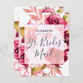 ブルゴーニュのシックなフローラは私のJr.ブライドメイド 招待状 (正面/裏面)
