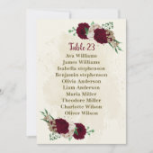 ブルゴーニュのシャンパンの花シーティングチャートカード 招待状 (正面)