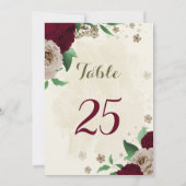 ブルゴーニュのシャンパン花テーブル番号カード 招待状 (裏面)