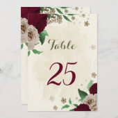 ブルゴーニュのシャンパン花テーブル番号カード 招待状 (正面/裏面)