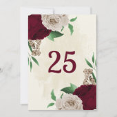 ブルゴーニュのシャンパン花テーブル番号カード 招待状 (正面)