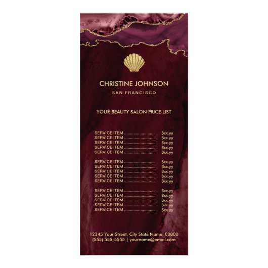 ブルゴーニュのシーシェルのロゴ価格リストデザイン ラックカード (正面)