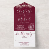 ブルゴーニュのストリングライツメイスン結婚ズ・ジャース オールインワン招待状 (内側)