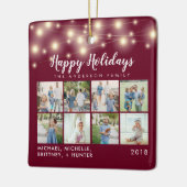 ブルゴーニュのストリングライト8フォトホリデー セラミックオーナメント (左)